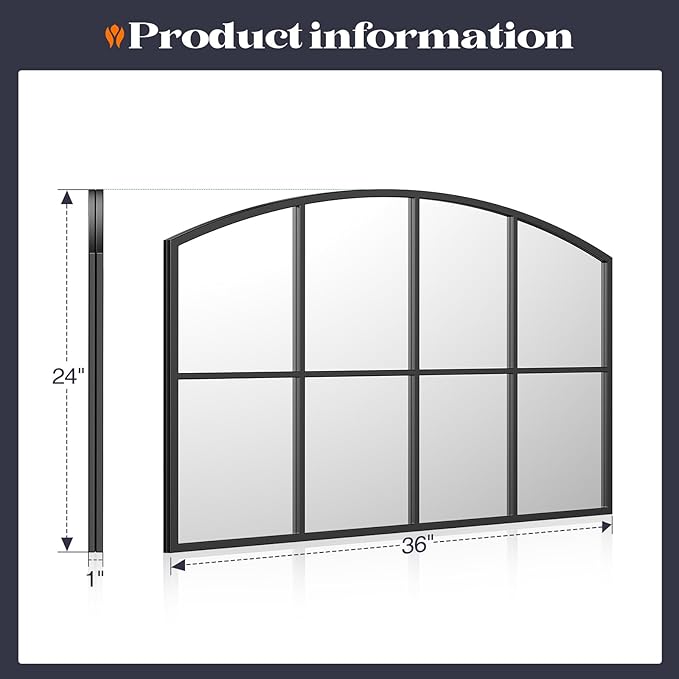 Window Pane Black Mirror, Large Grid Mirror - Image 4