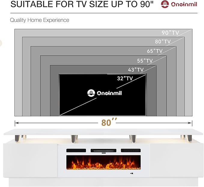 80" Entertainment Center & TV Stand, Modern Media Console - Image 7