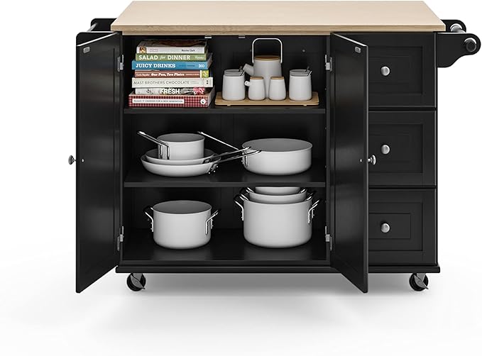 Homestyles Dolly Madison Black Mobile Kitchen Island Cart - Image 13