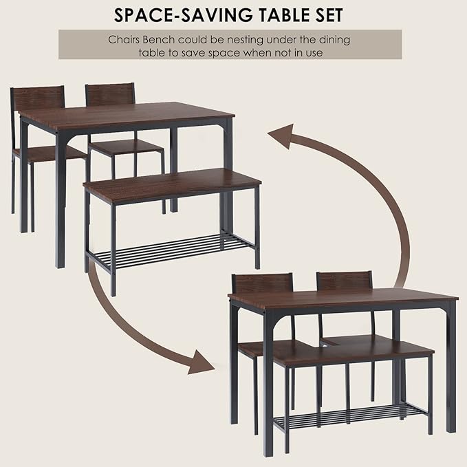 SogesHome 4-Piece Kitchen Table and 2 Chairs - Image 5