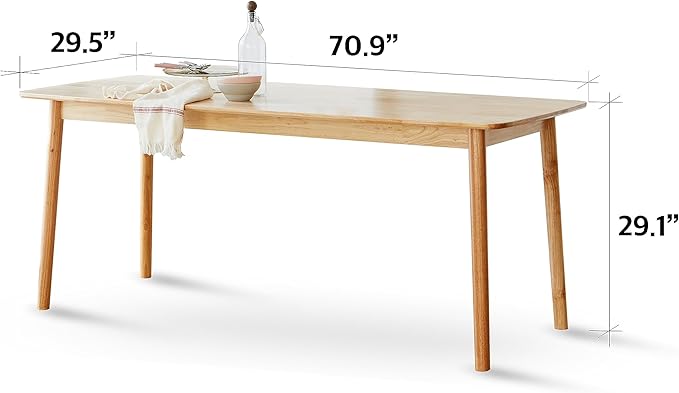 Livinia Aslan 70.9" Malaysian Oak Rectangular Wooden Dining Table/Large Solid - Image 2