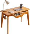 Wood Writing Desk with Drawer and Hanging Rod, Small Computer Desk Table by Aibijusolidwoodfurniture