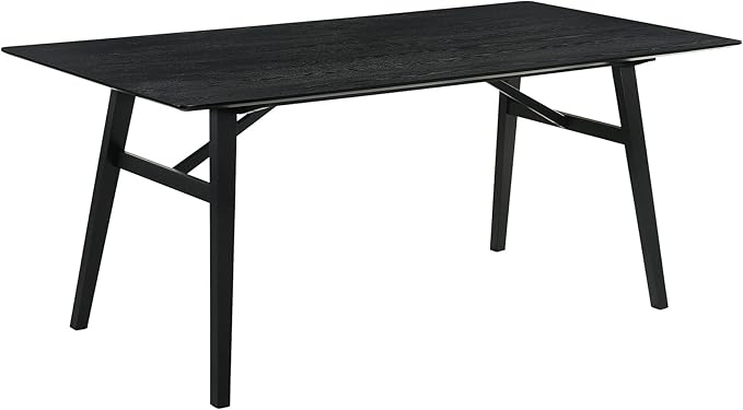 Armen Living Channell Mid Century Modern 5 Piece Black Wood Dining Table Set - Image 6