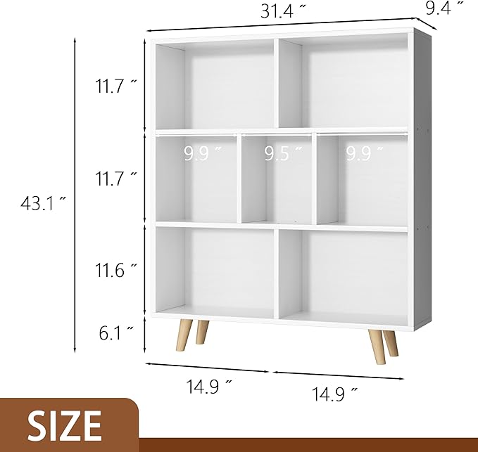 Shintenchi Cube Storage Organizer, 3 Tier Mid-Century Bookcase - Image 3
