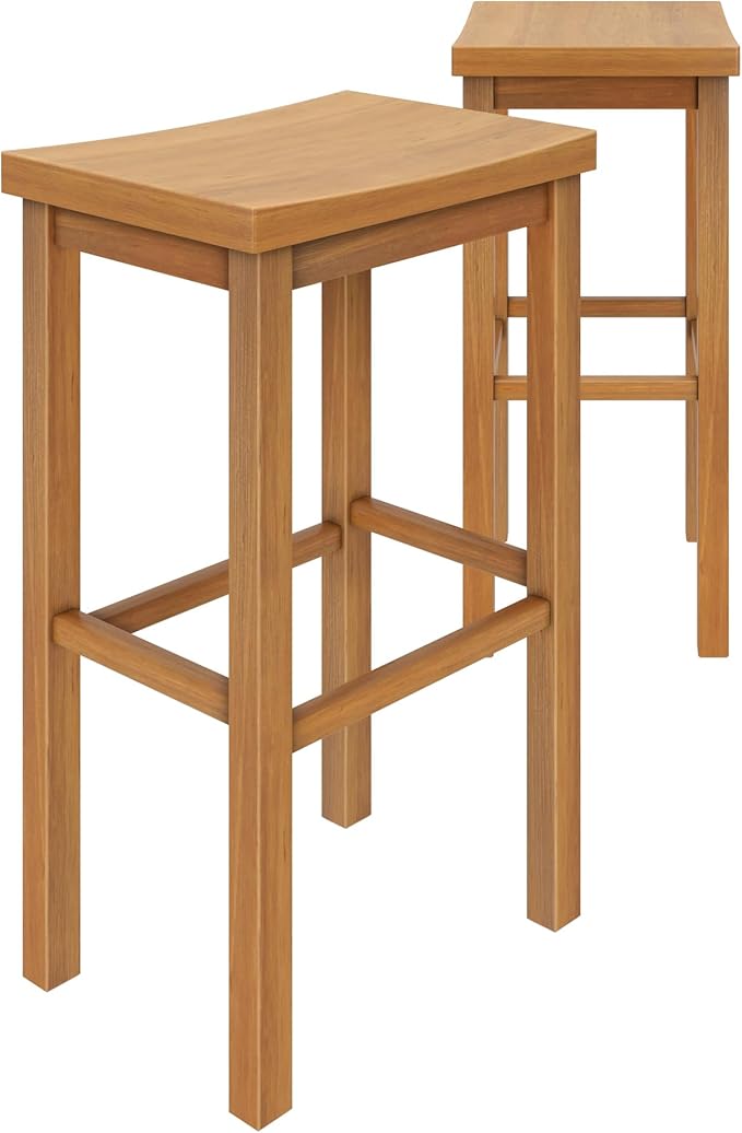 Grain & Grove Smith Collection Set of 2 Solid Wood Bar Stools, 30 inch - Image 7