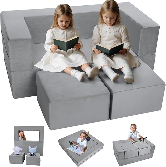 MeMoreCool Modular Kids Play Couch Sofa – Soft Convertible Toddler Couch by MeMoreCool