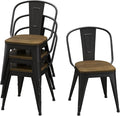 18 Inch Dining Chairs Set of 4, Farmhouse Metal Chairs by Homvinax