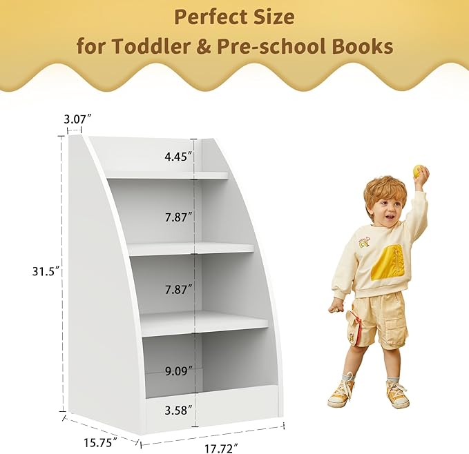 Kids Bookshelf and Toy Organizer, 4 Tier Kids Book Shelf - Image 6