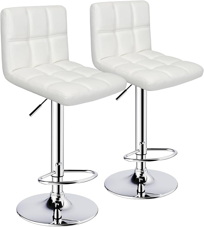Bar Stools Set of 2, Armless Adjustable Swivel Barstools - Image 4