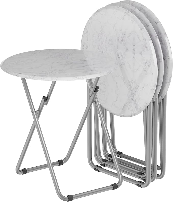 TV Trays Table Set of 4 Round Portable Folding TV Tray Table TV Dinner Tray by Fleecy+day