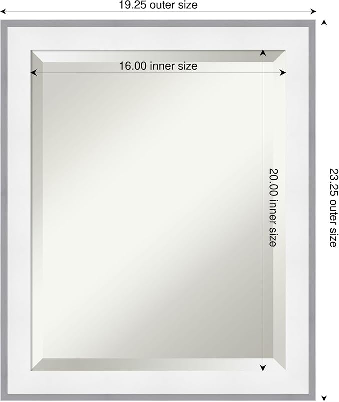 Amanti Art Bathroom Mirror for Over Sink, 23x19 Maya White Silver Rectangle - Image 3
