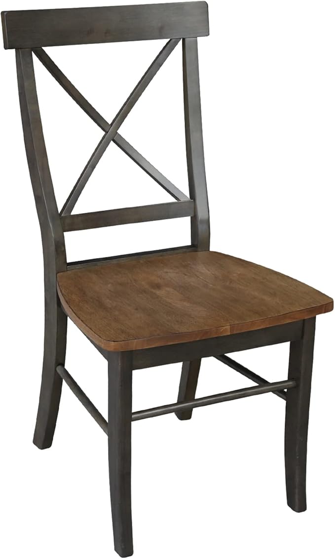 Set of Two X-Back Dining Chairs, Hickory/Washed Coal - Image 8