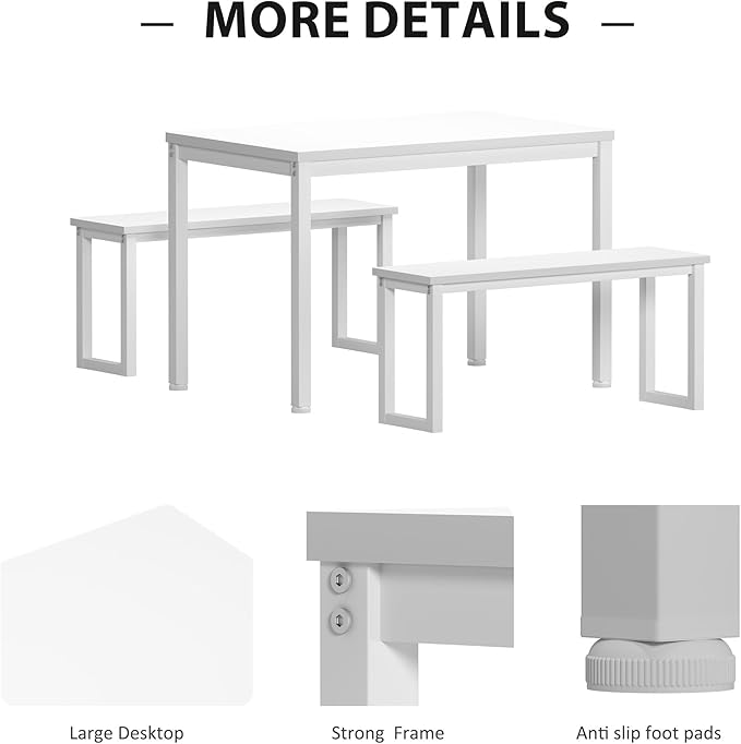 Soges Industrial Style White Dining Table Set - Image 4