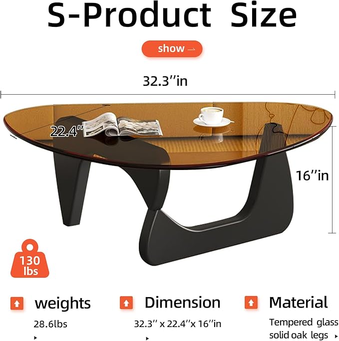 Modern Glass Coffee Table for Living Room, Small mid Century Modern Coffee Table - Image 2