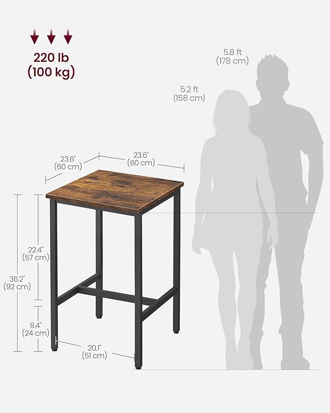 VASAGLE Bar Table, Small Kitchen Dining Table, High Top Pub Table, Bar Height - Image 3
