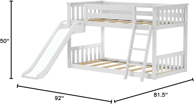 Max & Lily Solid Wood Twin Over Twin Size Low Bunk Beds - Image 2
