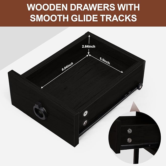 Small Black Side Table Charging Station - Image 4