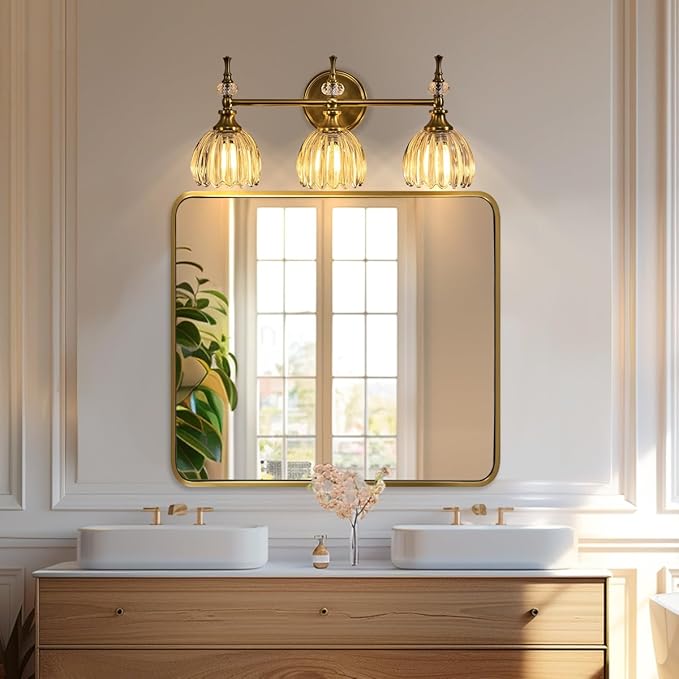 ANDY STAR 40x36 Inch Gold Bathroom Mirror, Brushed Gold Mirrors by ANDYSTAR