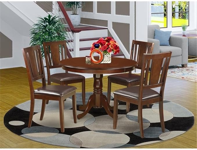 East West Furniture HLDU5-MAH-LC 5 Piece Kitchen Table Set - Image 2