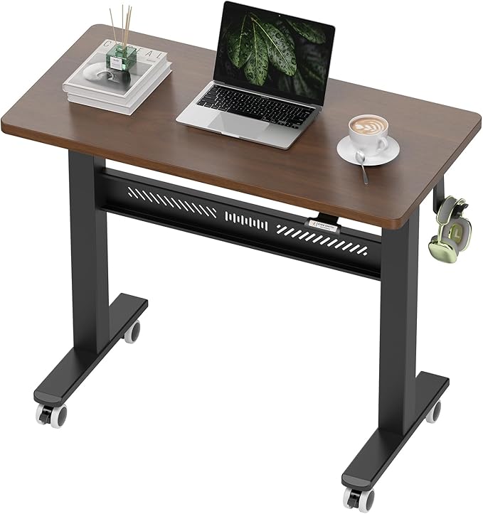 Mobile Walking Pad Desk with Wheels, Pneumatic Small Rolling Standing Desk - Image 9