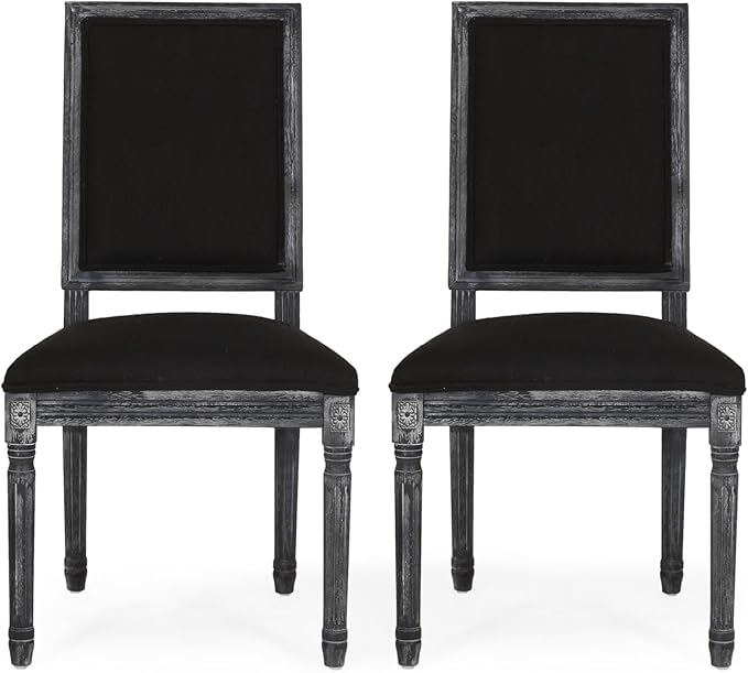Merax Upholstered Solid Wood Dining Chairs Set of 2, French Country Style - Image 5