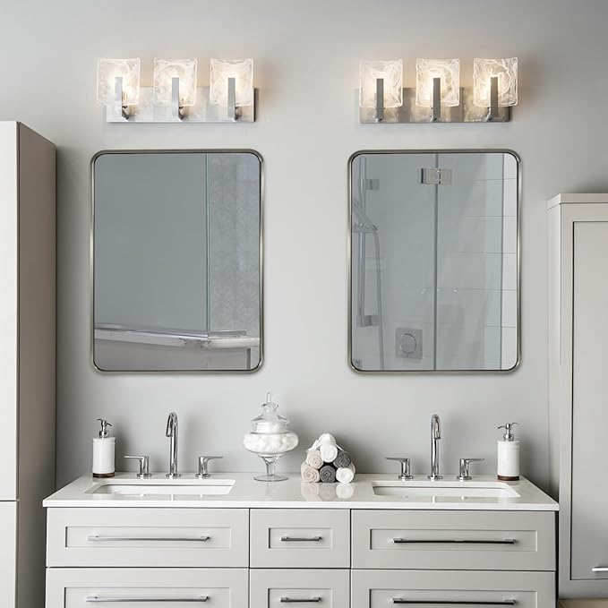 ANDY STAR 28x36 INCH Brushed Nickel Mirror, Rounded Rectangle Brushed Silver - Image 3