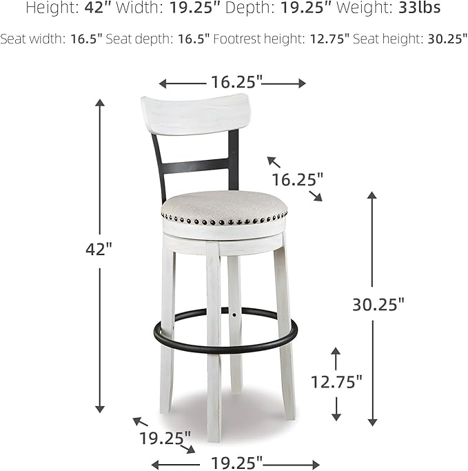 Signature Design by Ashley Valebeck 30" Modern Swivel Pub Height Barstool - Image 3