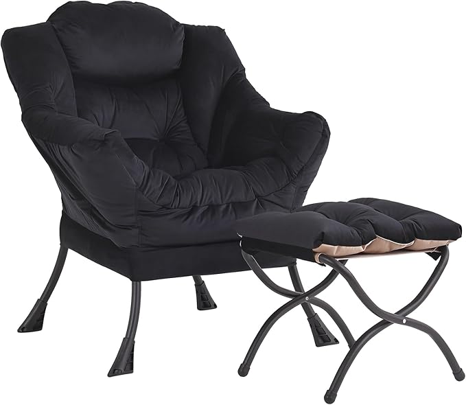 LITA Lazy Chair with Ottoman, Modern Accent Leisure Upholstered Sofa, by LITA