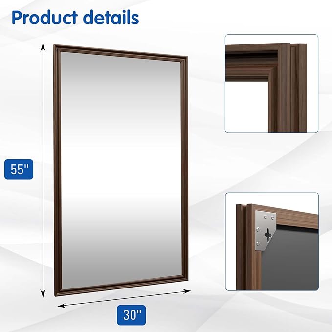 WEER Retro Copper Bathroom Mirror, 55x30 Inch Bronze Oil Rubbed Framed Mirror - Image 7