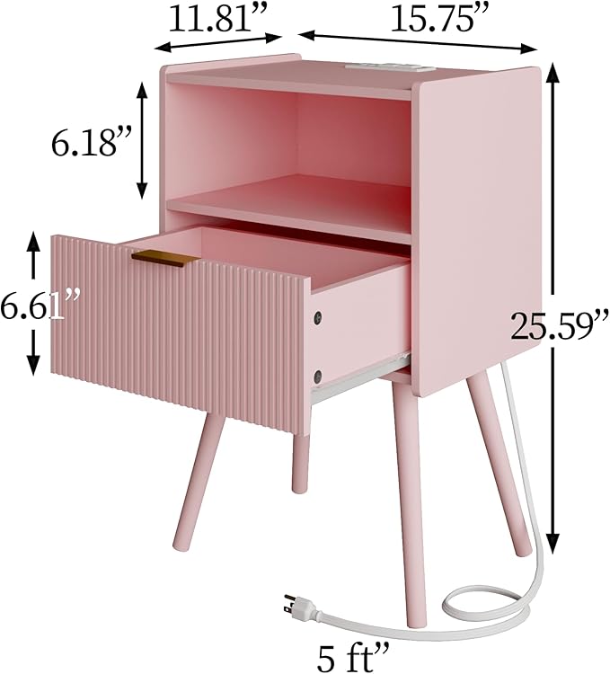 Nightstand, Modern Bedside Table - Image 2