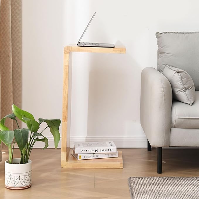 C Shaped End Table, Solid Wood C Side Table - Image 7