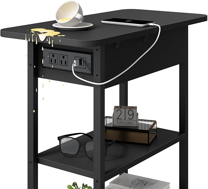 LIDYUK End Table with Charging Station, Flip Top Side Table with USB Ports and - Image 5
