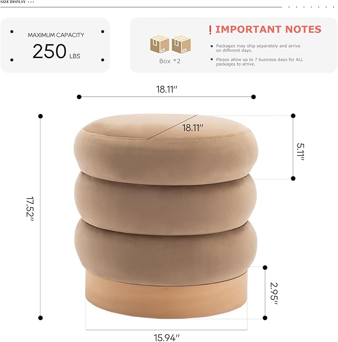 COLAMY Velvet Ottoman Footstool, Tufted Modern Foot Rest Stool - Image 2