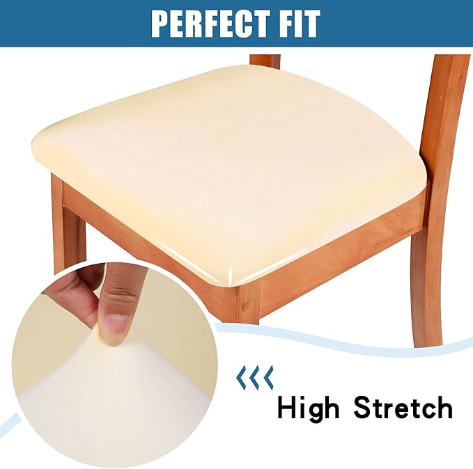 Smiry Velvet Seat Covers for Dining Room Chair Set of 2, Stretch Fit Removable - Image 4