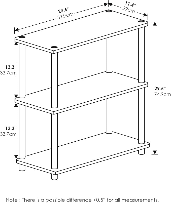 Furinno Turn-N-Tube 3-Tier Compact Multipurpose Shelf Display Rack, Sonoma - Image 2