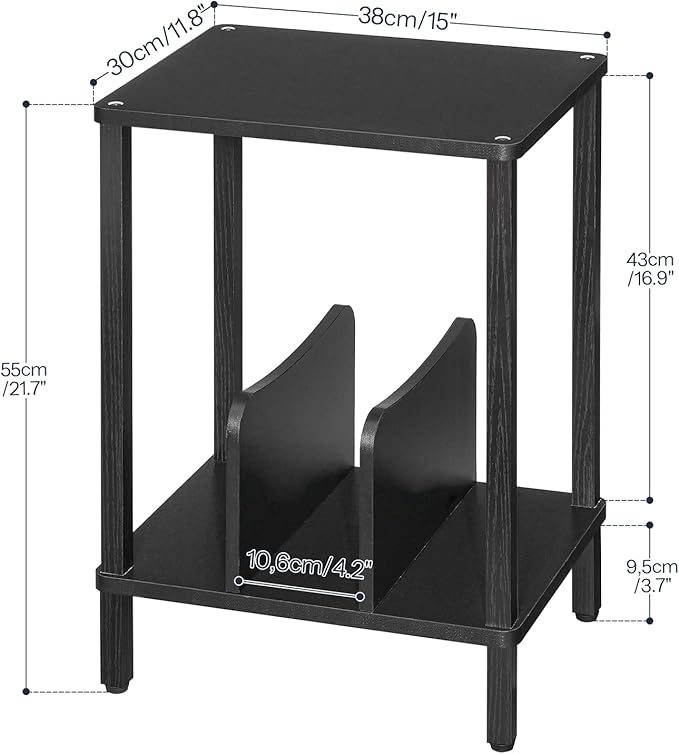 HOOBRO Record Player Stand, 2-Tier End Table, Vinyl Record Turntable Stand - Image 3