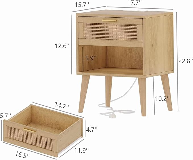Irontar 17.7''L Nightstand Set of 2, Bedroom Night Stand - Image 3