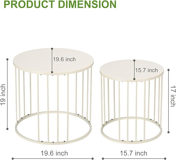 SUNNYPARK Outdoor Side Table Set of 2, Metal Circle Accent End Tables - Image 3