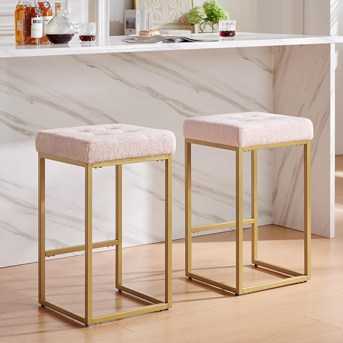 24KF Contemporary Counter Height Bar Stool Set of 2 by WEMARTHOMEDECOR