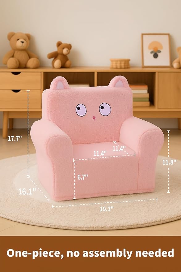 Cute Animal Toddler Foam Chair, Soft Faux Rabbit Fur, Comfy Toddler Lounge - Image 3