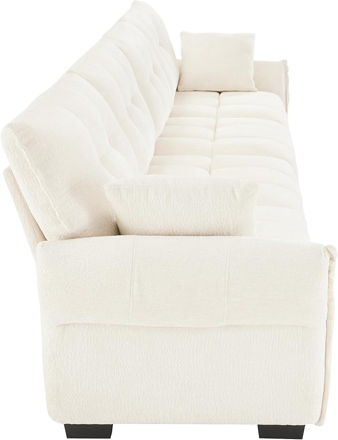 Modern Chenille Fabric 4-Seat Sofa w/ 2 Pillows, Premium Upholstery Living Room - Image 7