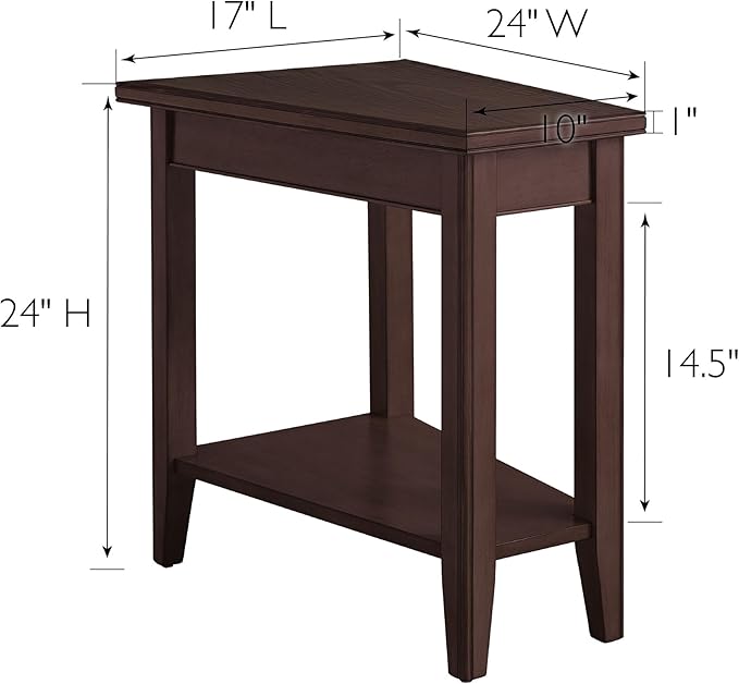 Laurent Solid Wood Recliner Wedge End Side Table - Image 3