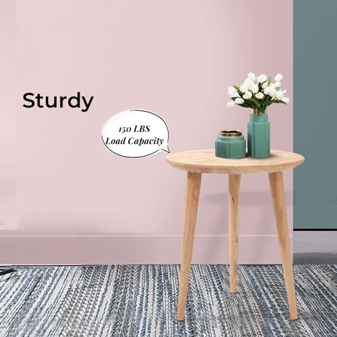 WoodShine Side Table Small Round Solid Wood Sofa End Tables Accent Nesting - Image 8