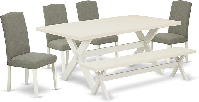 East West Furniture X027EN206-6 6 Piece Kitchen Table Set Contains a Rectangle by EastWestFurniture