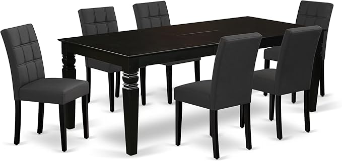 East West Furniture LGAS7-BLK-12 7 Piece Dinner Table Set Contain A Dining by EastWestFurniture