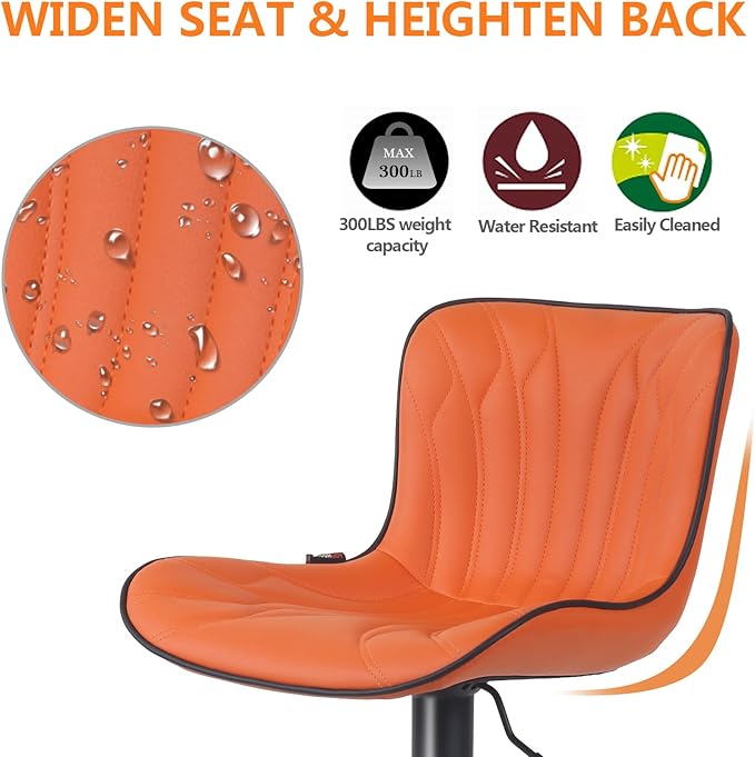YOUNIKE Orange Bar Stools Set of 4 Modern Swivel Counter Height Bar Chair - Image 4