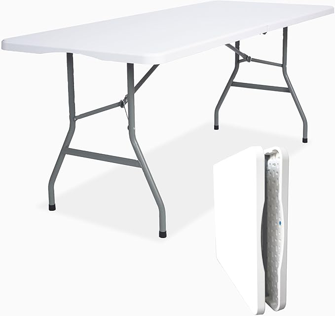 Folding Table 6 FT Lightweight Portable Plastic Fold-in-Half Utility Foldable by Unknown