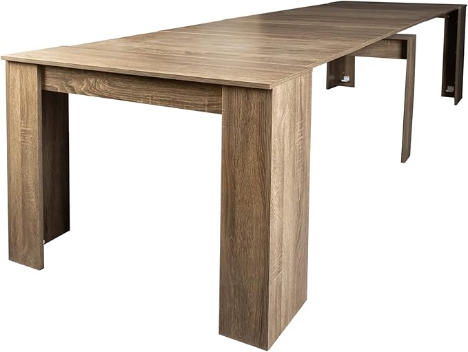118" Extendable Dining Table for 6-10 Person, Wooden Folding Narrow Dining Room - Image 5
