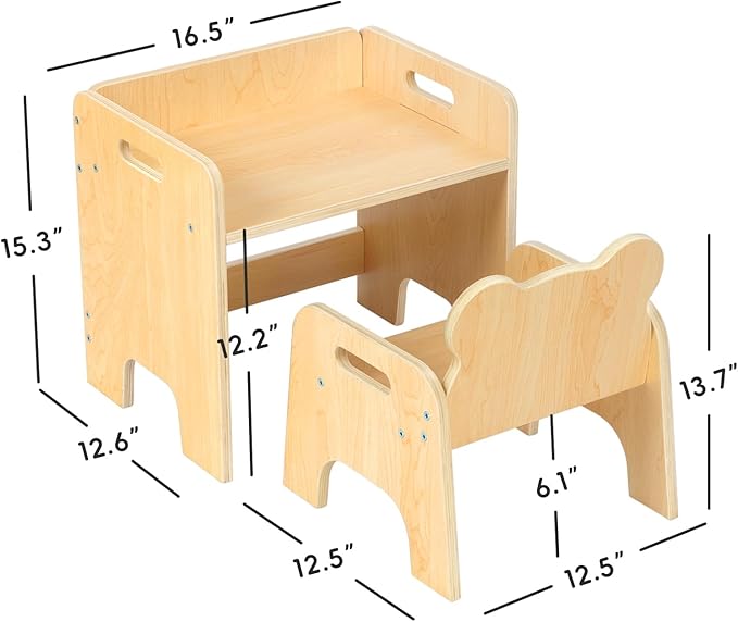 OOOK Montessori Weaning Table and Chair Set, Kids Activity Wooden Toddler Table - Image 7