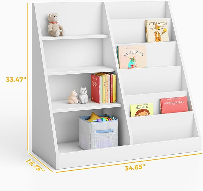 Tatub 6 Tier Kids Wooden Bookshelf and Toy Storage, Children Toy Organizer - Image 2